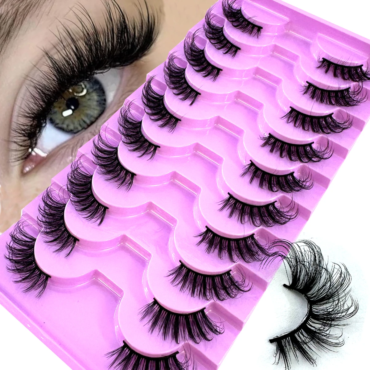 Eyelash Extension Human Hair - AMSDCN new half eye 10 pairs