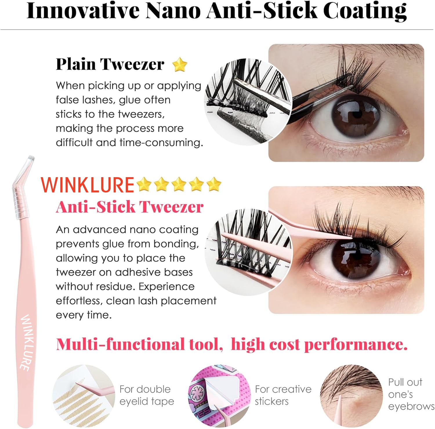 WINKLURE Self-Adhesive False E - đánh giá và giá Eyelash Extension Volume Cat Eye